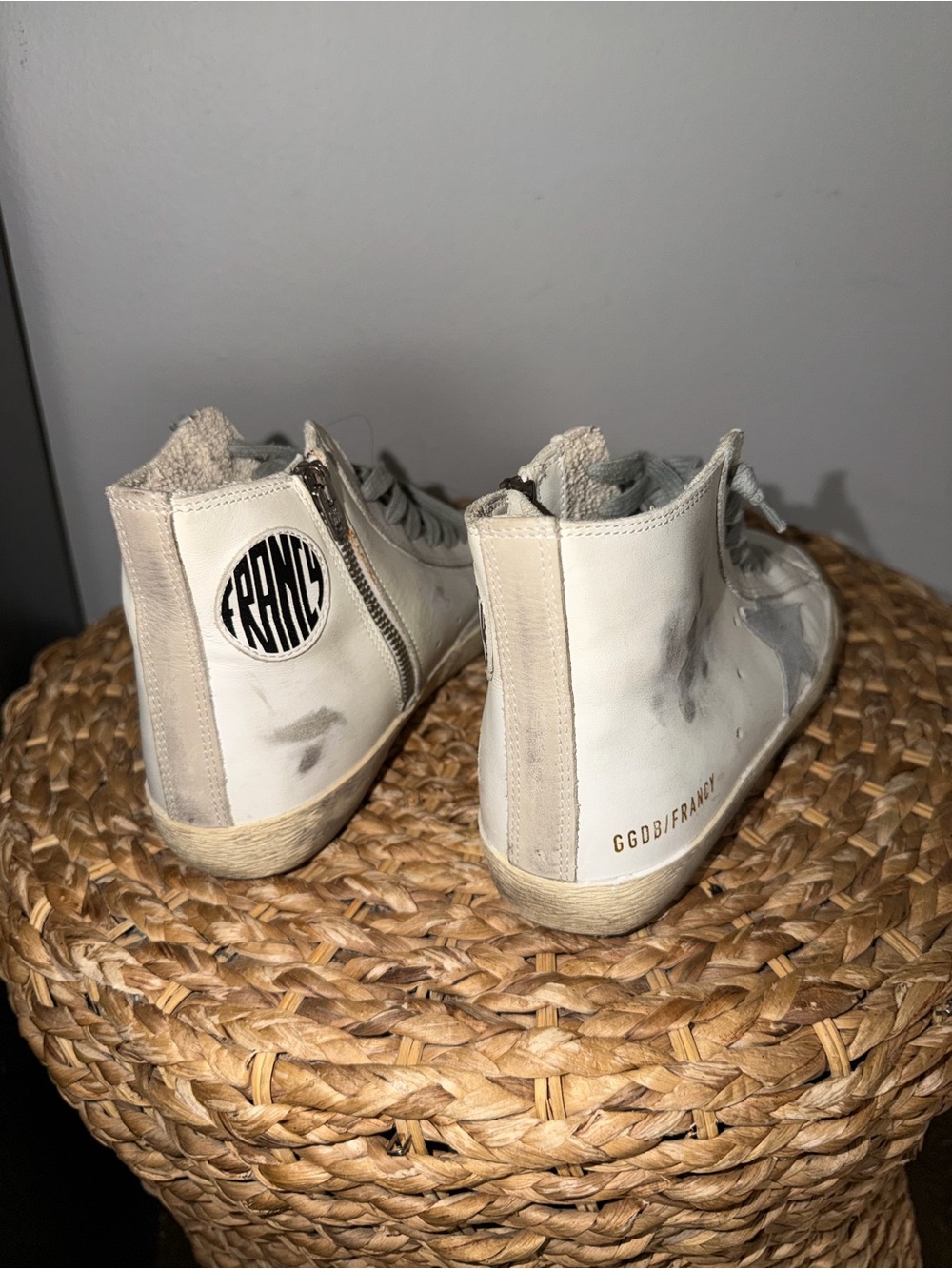 Golden Goose White High-Top Sneakers with Silver Star - Picture 3 of 4
